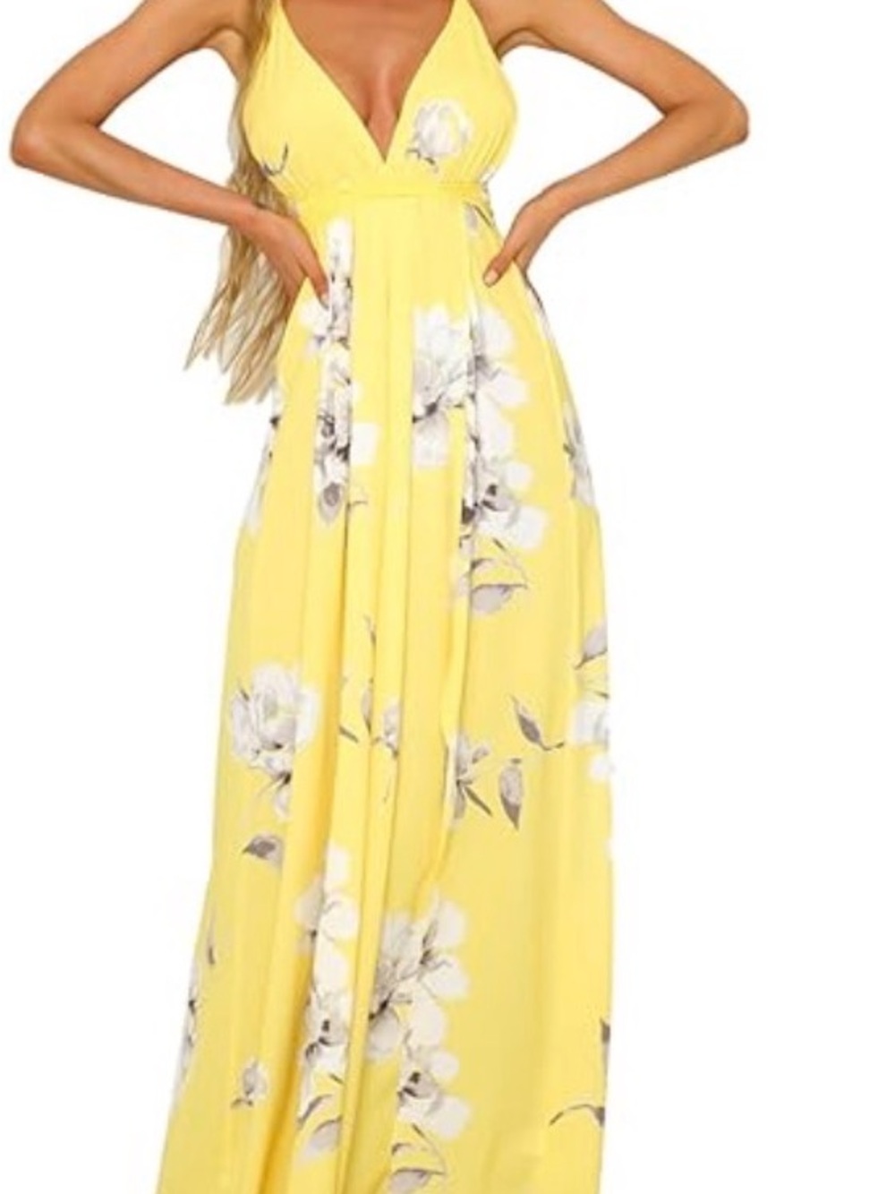 Sunshine Floral V-Neck Maxi Dress